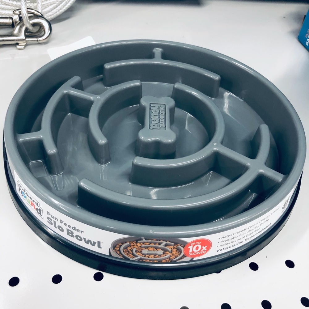 NEW OUTWARD HOUND Bowl Slow Feeder Dog Cat, Gray, Large, 1 Bowl, w/ Hanging Tab